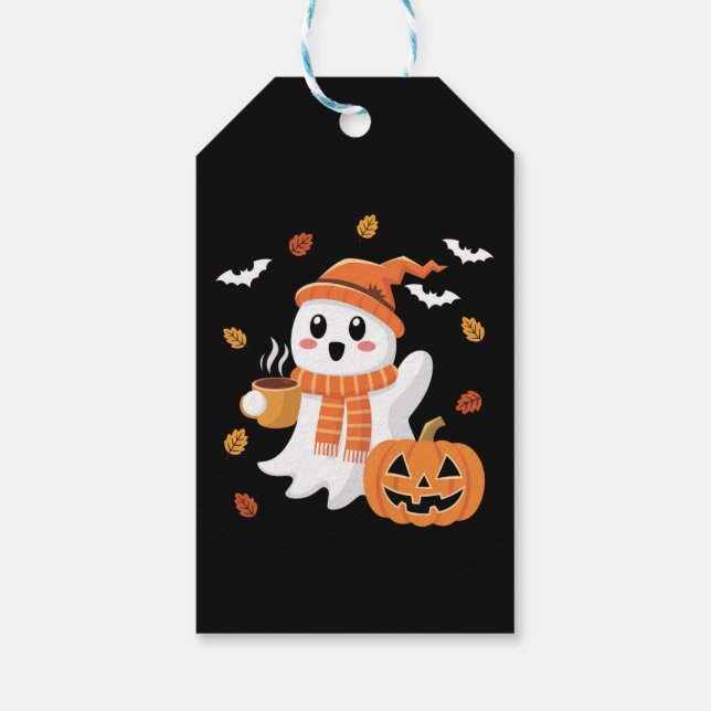 Niedliches Ghost Drink Eiskaffee Halloween Geschenkanhänger (Rückseite)