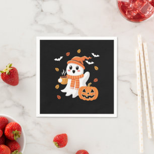 Niedliches Ghost Drink Eiskaffee Halloween Serviette