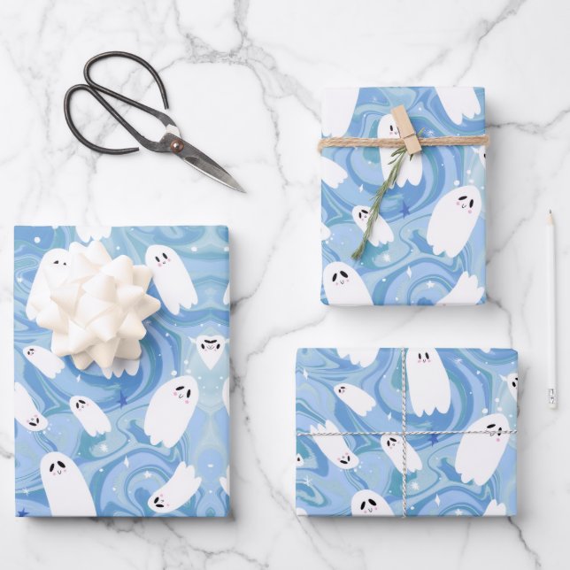 NIEDLICHES GHOST GESCHENKPAPIER SET (Vorderseite)