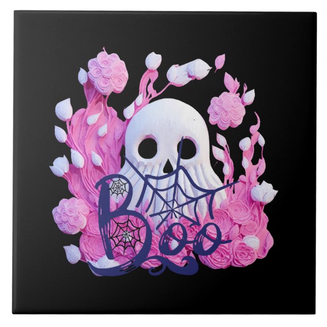 niedliches Ghost Halloween-Boxpack Fliese (Vorderseite)