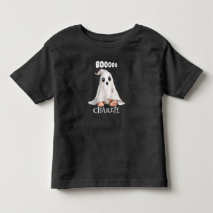 Niedliches Ghost Halloween mit Boottext Personalis Kleinkind T-shirt