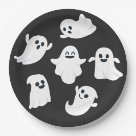 Niedliches Ghost-Halloween-Party in Schwarz und We Pappteller