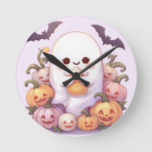 Niedliches Ghost Halloween Wall Clock - Spooky Dek Runde Wanduhr