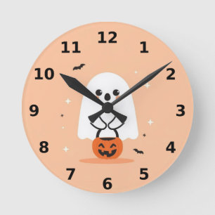 Niedliches Ghost Halloween Wall Clock - Spooky Dek Runde Wanduhr