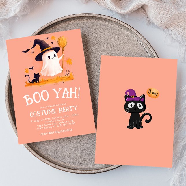 Niedliches Ghost-Hexe Kids Halloween-Kostüm-Party Einladung (Cute Ghost Witch Kids Halloween Costume Party Invitation)