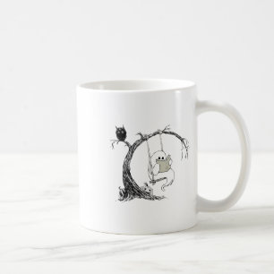 Niedliches Ghost-Kostüm-Swinglesen-Buch Halloween Kaffeetasse