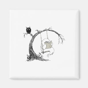 Niedliches Ghost-Kostüm-Swinglesen-Buch Halloween Magnet