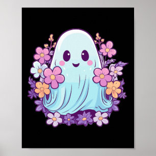 Niedliches Ghost mit Blume Ich kids Ghost Poster