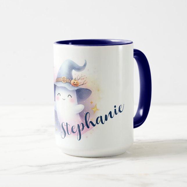 Niedliches Ghost mit Name Tasse (VorderseiteRechts)