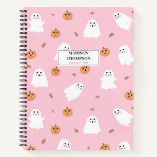 Niedliches Ghost-Pink-Pink-Halloween-Muster Notizbuch