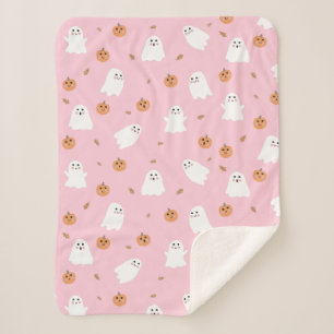 Niedliches Ghost-Pink-Pink-Halloween-Muster Sherpadecke