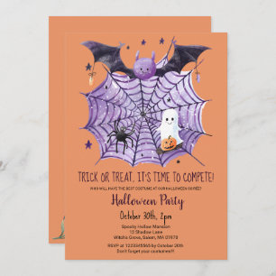 Niedliches Ghost Pumpkin Bat Spider Web-Halloween- Einladung