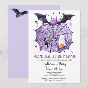 Niedliches Ghost Pumpkin Bat Spider Web-Halloween- Einladung