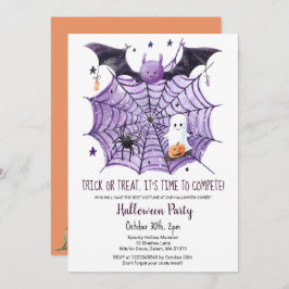 Niedliches Ghost Pumpkin Bat Spider Web-Halloween- Einladung