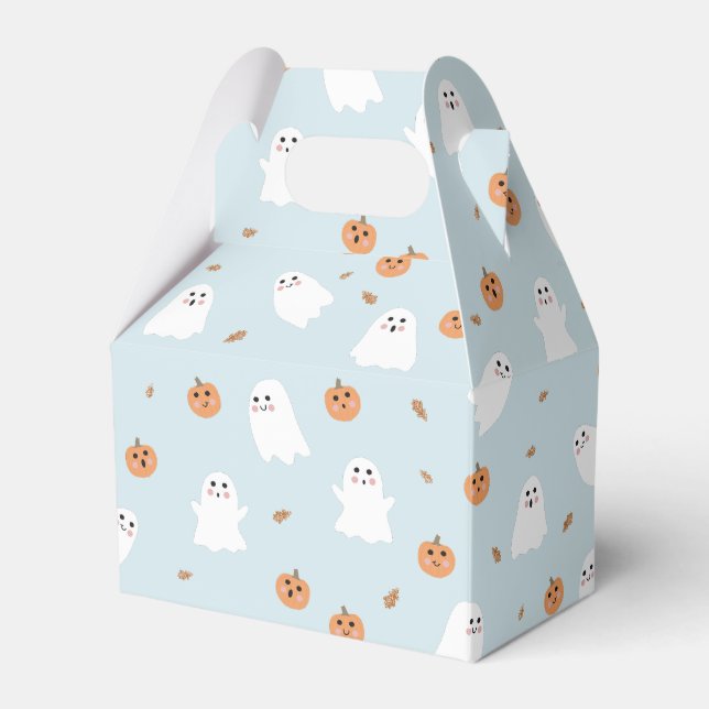 Niedliches Ghost & Pumpkin Blue Halloween-Muster Geschenkschachtel (Vorderseite)