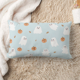 Niedliches Ghost & Pumpkin Blue Halloween-Muster Lendenkissen