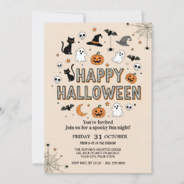 Niedliches Ghost & Pumpkin-Halloween-Party Einladung