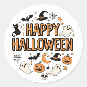 Niedliches Ghost & Pumpkin-Halloween-Party Runder Aufkleber