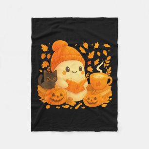 Niedliches Ghost Reading Buch Liebhaber Herbstfall Fleecedecke