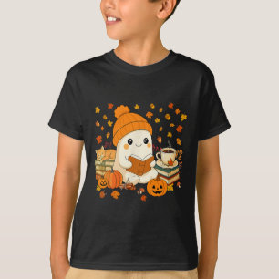 Niedliches Ghost Reading Buch Liebhaber Herbstfall T-Shirt