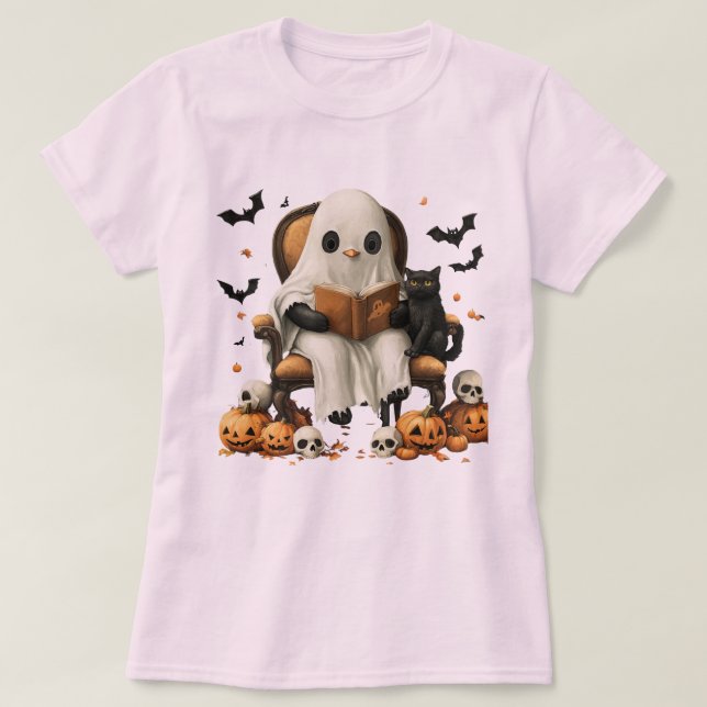 Niedliches Ghost-Reading mit Cat T-Shirt (Design vorne)