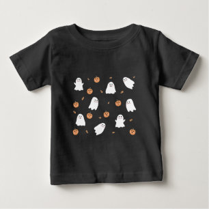 Niedliches Ghost- und Kürbisschwarz Halloween-Must Baby T-shirt