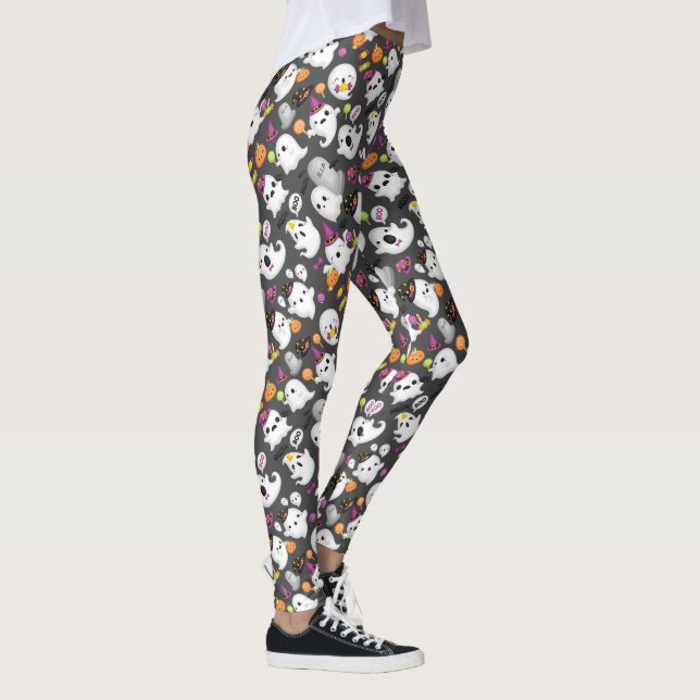 Niedliches Ghost und Tomb Stones Halloween Leggings (Rechts)