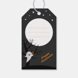 Niedliches Ghost & Vollmond glückliches Halloween Geschenkanhänger