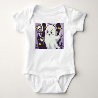 Niedliches Ghosting-Poster mit einer spielerischen Baby Strampler