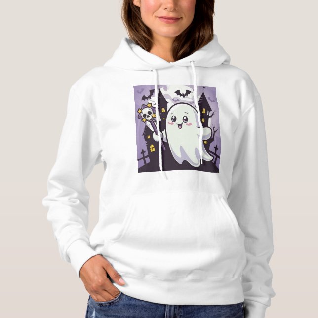 Niedliches Ghosting-Poster mit einer spielerischen Hoodie (Vorderseite)