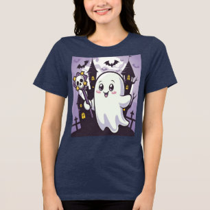 Niedliches Ghosting-Poster mit einer spielerischen Tri-Blend Shirt