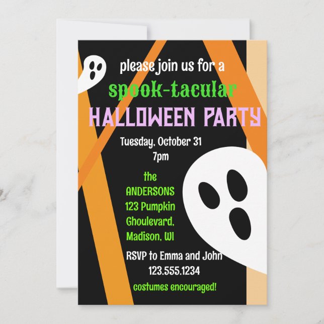 Niedliches Ghosts Spook-takuläres Halloween-Party Einladung (Vorderseite)