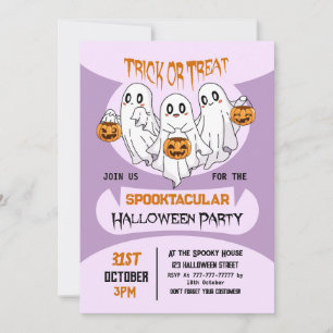 Niedliches Ghosts Trick oder Treatment Kids Hallow Einladung