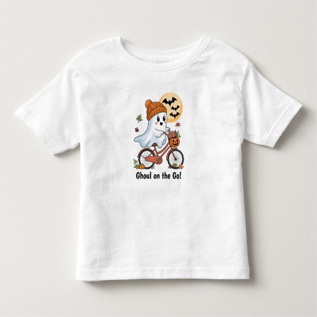 Niedliches Ghoul auf dem Go Halloween Custom T - S Kleinkind T-shirt (Vorderseite)