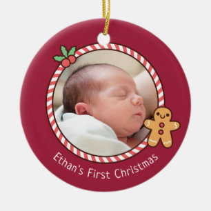 Niedliches Gingerbread Man Baby's First Christmas Keramik Ornament
