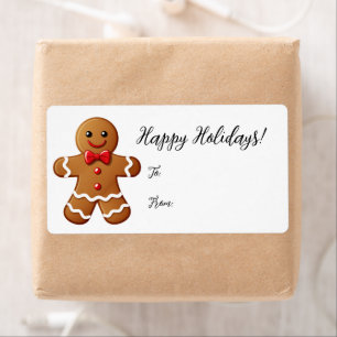 Niedliches Gingerbrot Man Holiday-Geschenketikett