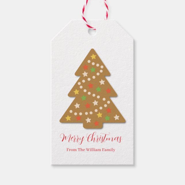 Niedliches Gingerbrot Weihnachtsbaum Geschenkanhänger (Vorderseite)