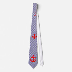 Niedliches Gingham-Muster und Red Anchor Krawatte