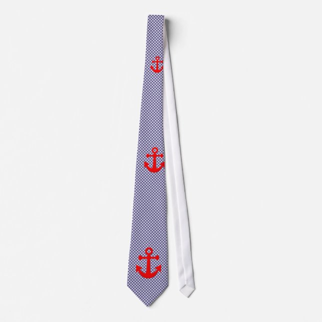 Niedliches Gingham-Muster und Red Anchor Krawatte (Vorderseite)