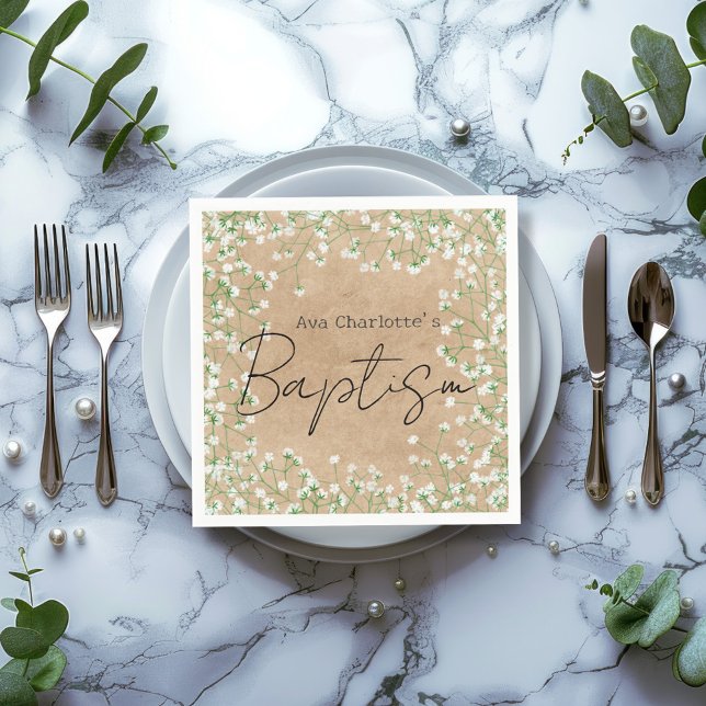 Niedliches Gipskraut Aquarell Blume Boho Taufe Serviette (Von Creator hochgeladen)