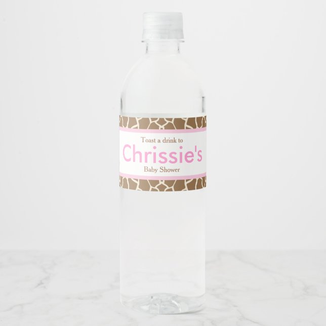 Niedliches Giraffe Baby Dusche Party Wasserflaschenetikett (Vorderseite)