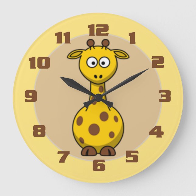 Niedliches Giraffe-Kinderzimmer Große Wanduhr (Vorderseite)