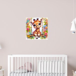 Niedliches Giraffenbaby-Kinderzimmer Poster