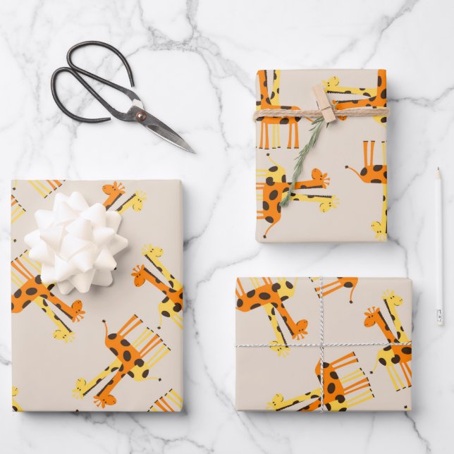 Niedliches Giraffmuster Geschenkpapier Set (Vorderseite)