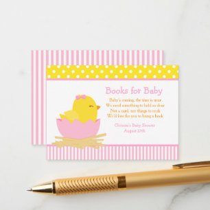 Niedliches Girl Chick Book Request for Baby Shower Begleitkarte