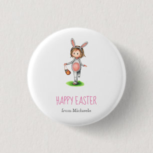 Niedliches Girl Egg Osterfest Button