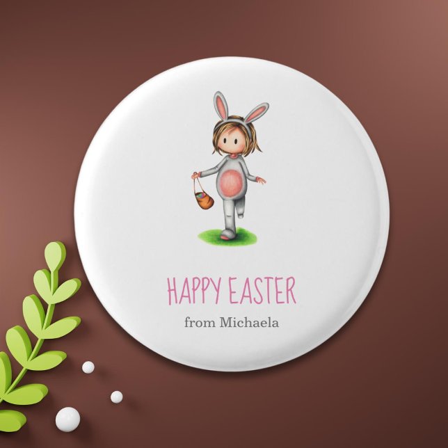 Niedliches Girl Egg Osterfest Button (Von Creator hochgeladen)