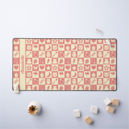 Niedliches Girl Modern Pink Checkered Icons Muster Schreibtischunterlage