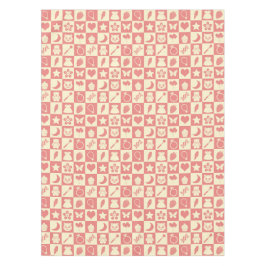 Niedliches Girl Modern Pink Checkered Icons Muster Tischdecke