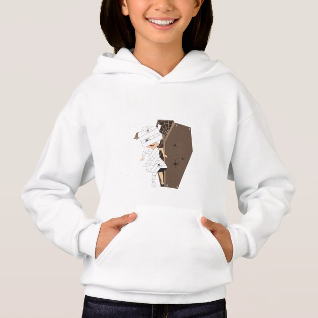 Niedliches Girl-Mummy-Coffin Halloween-Design Hoodie (Vorderseite)